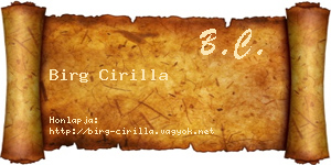 Birg Cirilla névjegykártya